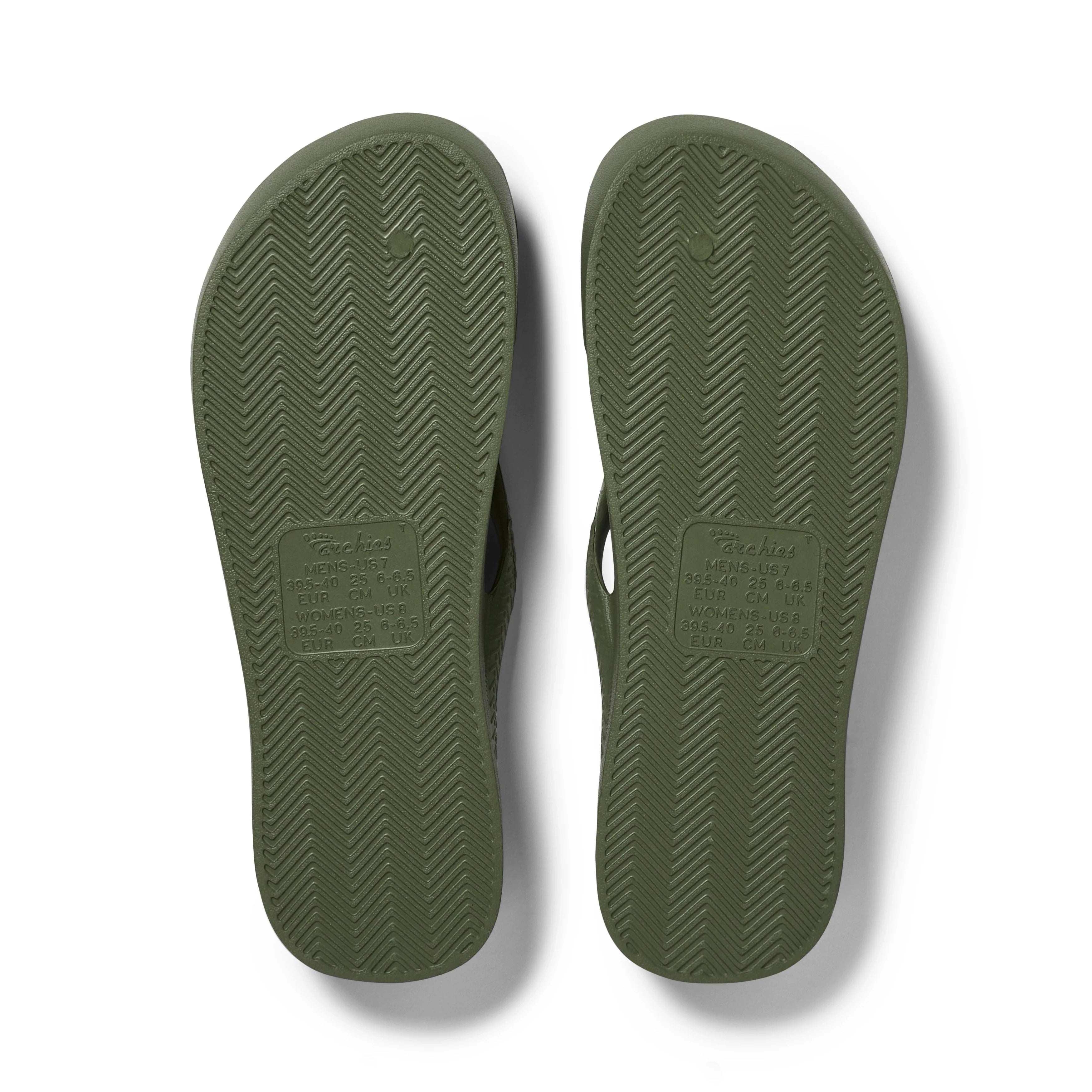 Arch Support Flip Flops - Classic - Olive - Soft Step Casual Sandals