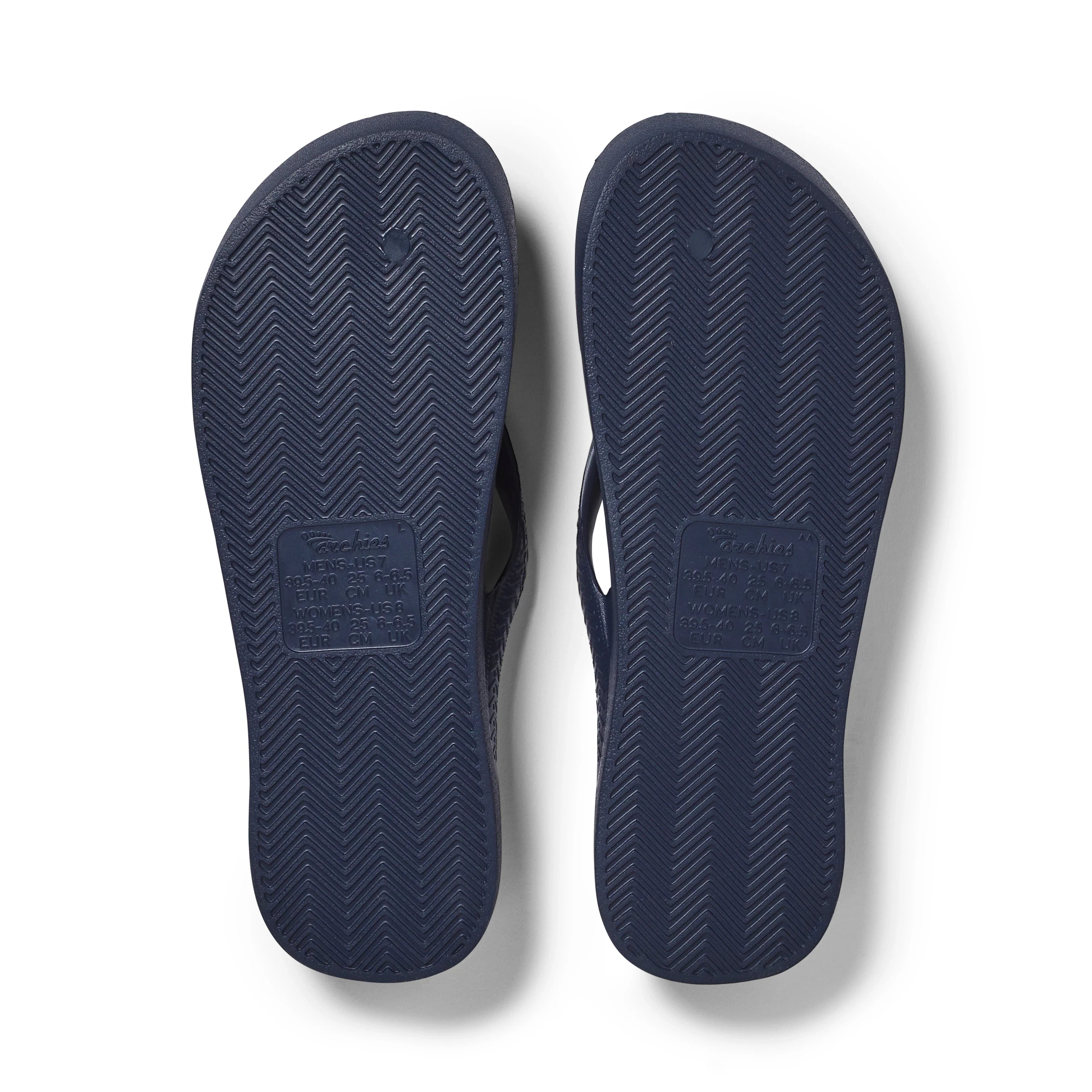 Arch Support Flip Flops - Classic - Navy - Beach Ready Warm Weather Sandals