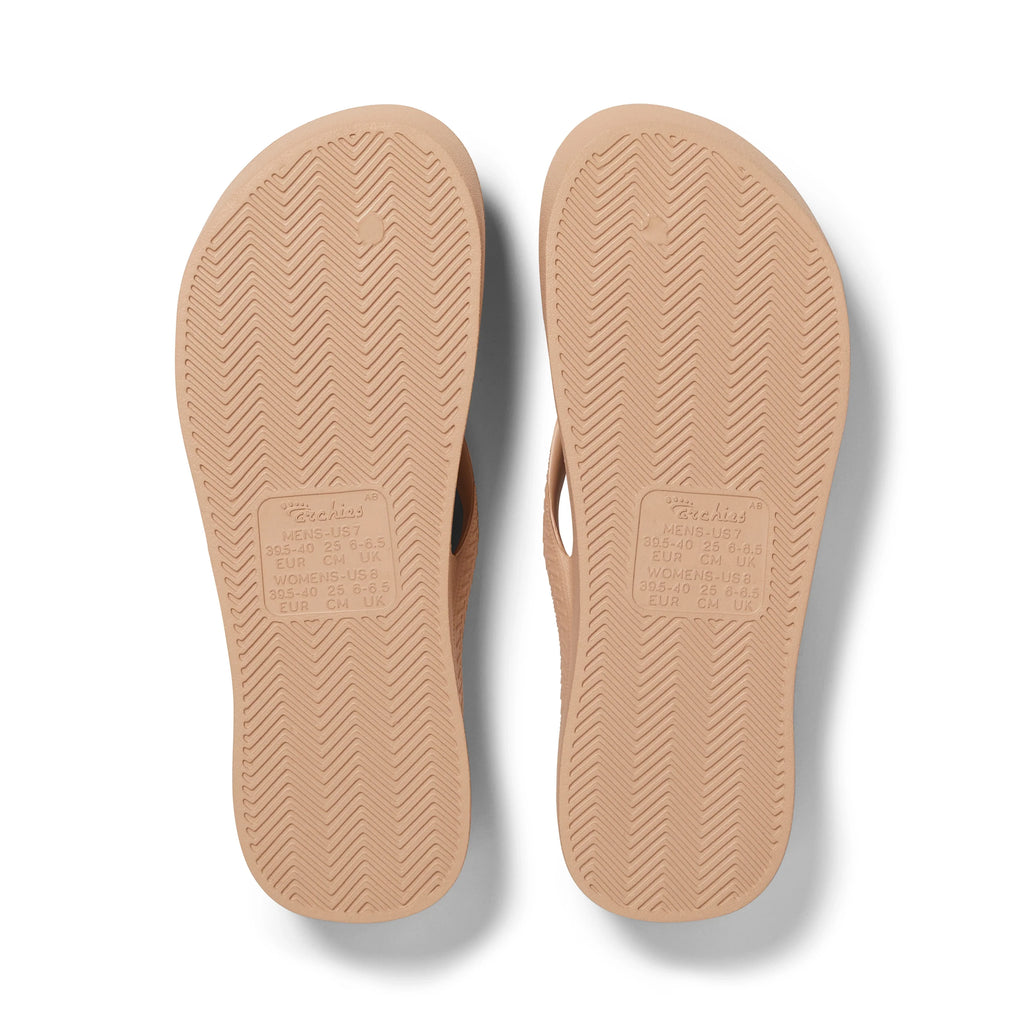 Arch Support Flip Flops - Classic - Tan - Daily Flexible Sandals