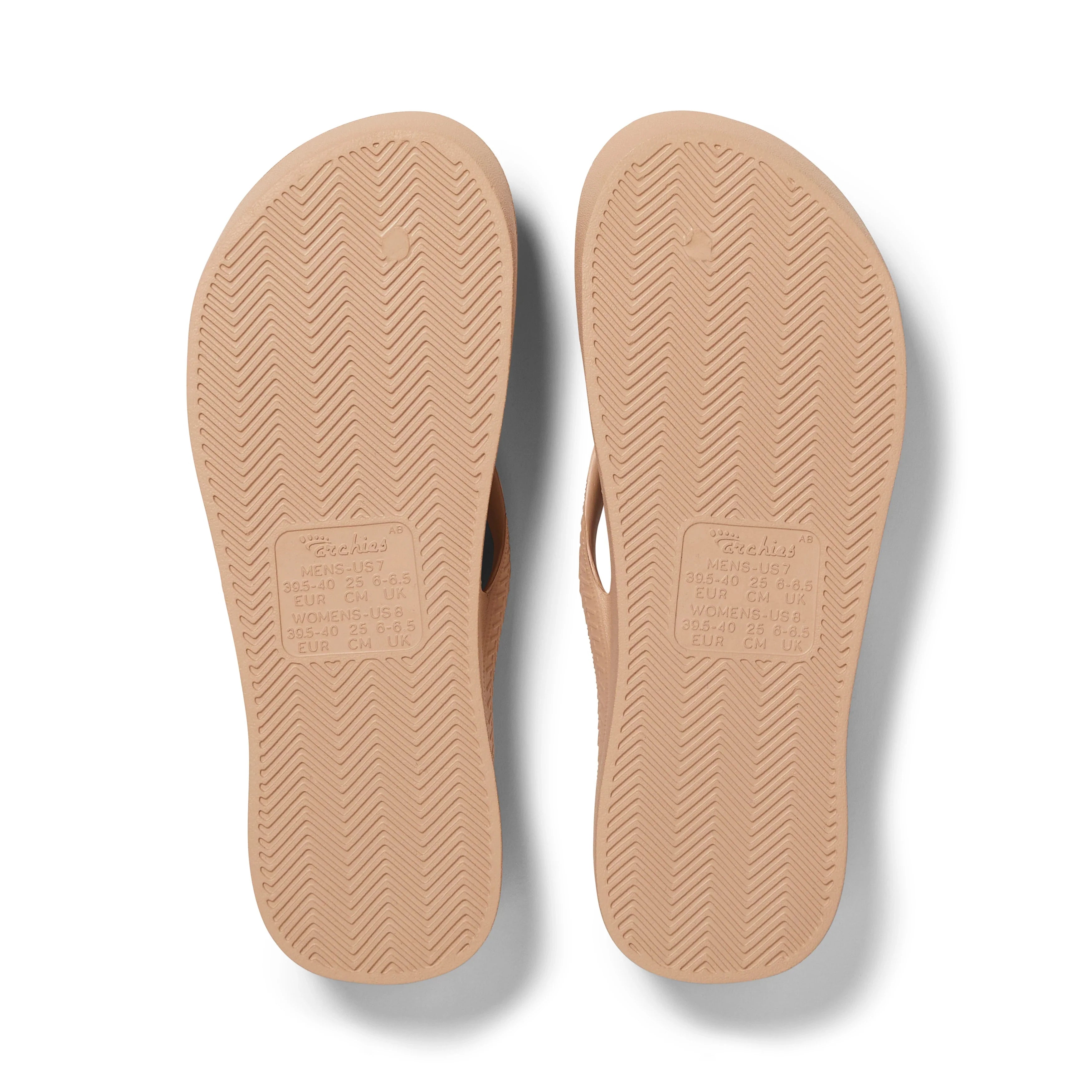 Arch Support Flip Flops - Classic - Tan - Daily Flexible Sandals