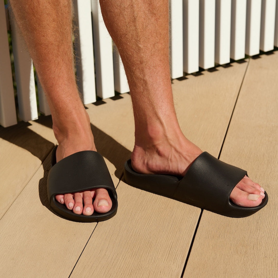 Arch Support Slides - Classic - Black - Easy Wear Weekend Slides