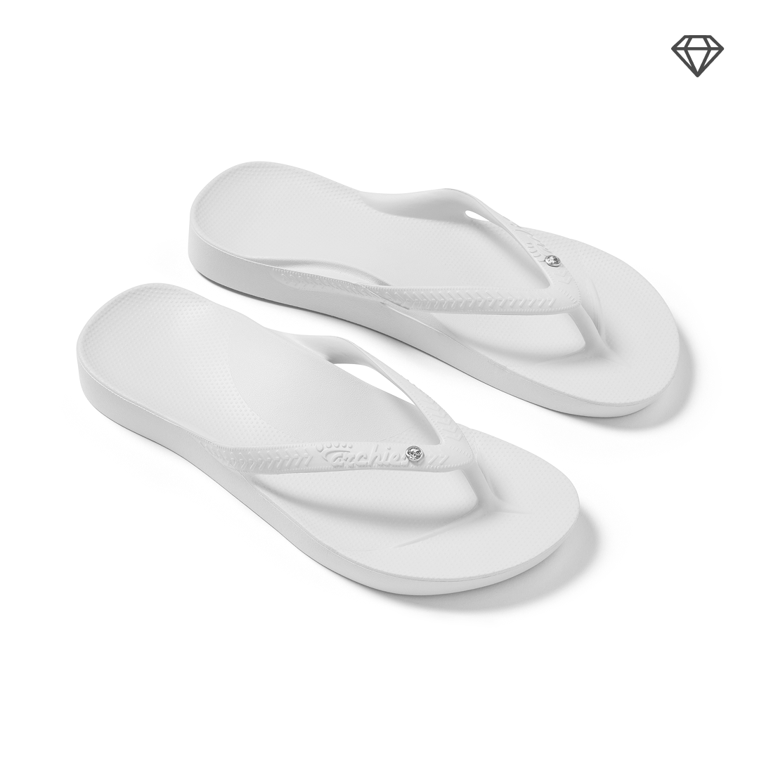 Arch Support Flip Flops - Classic - Crystal White - Pool Ready Beach Sandals