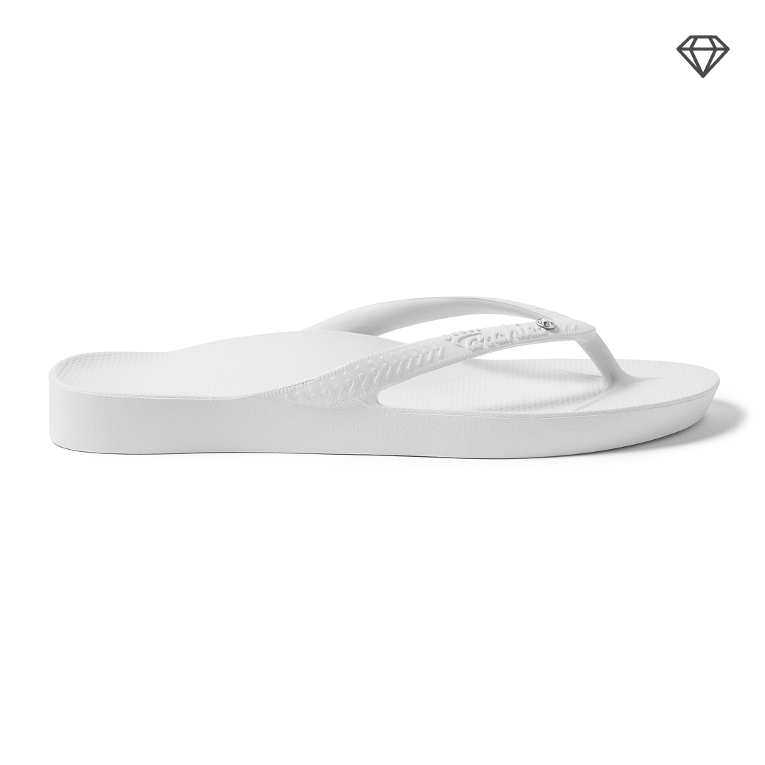 Arch Support Flip Flops - Classic - Crystal White - Pool Ready Beach Sandals
