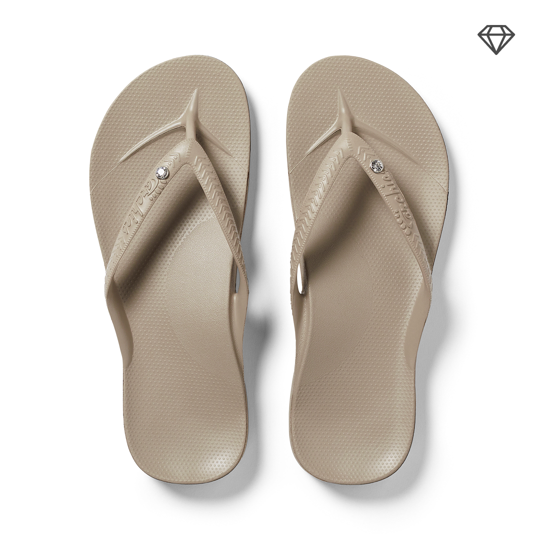 Arch Support Flip Flops - Classic - Crystal Taupe - Simple Support Slides
