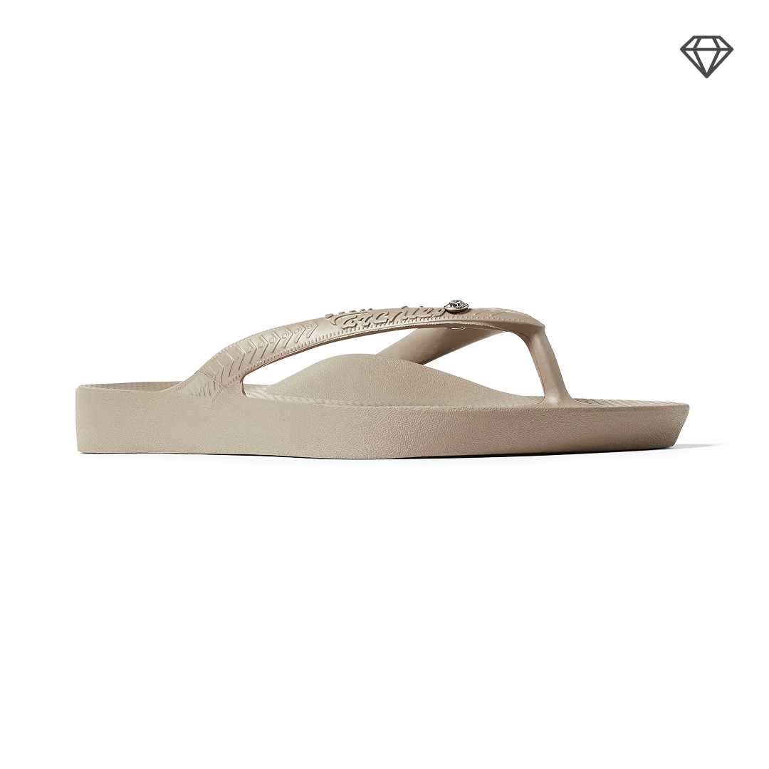 Arch Support Flip Flops - Classic - Crystal Taupe - Simple Support Slides
