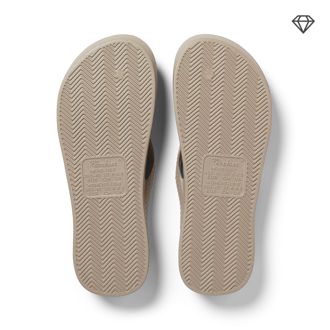 Arch Support Flip Flops - Classic - Crystal Taupe - Simple Support Slides