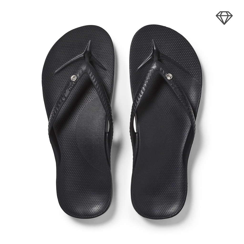 Arch Support Flip Flops - Classic - Crystal Black - Supportive Casual Sandals