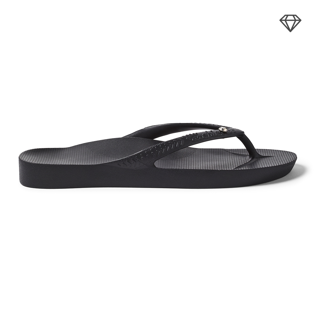 Arch Support Flip Flops - Classic - Crystal Black - Supportive Casual Sandals