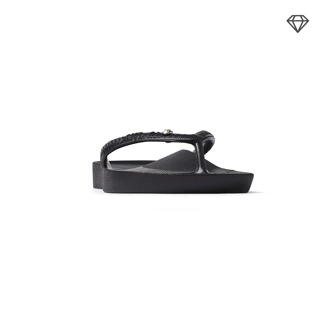Arch Support Flip Flops - Classic - Crystal Black - Supportive Casual Sandals