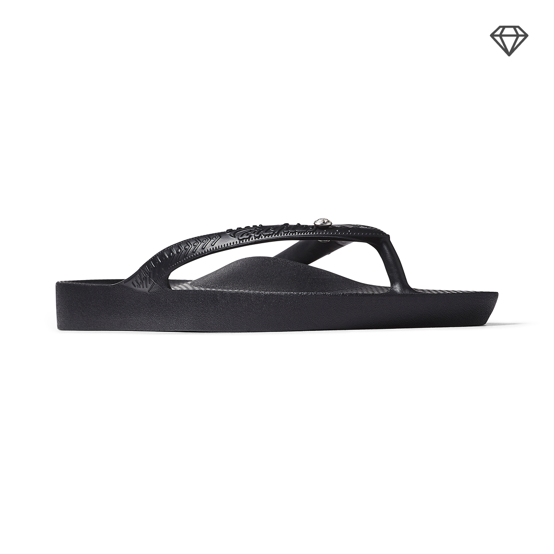 Arch Support Flip Flops - Classic - Crystal Black - Supportive Casual Sandals