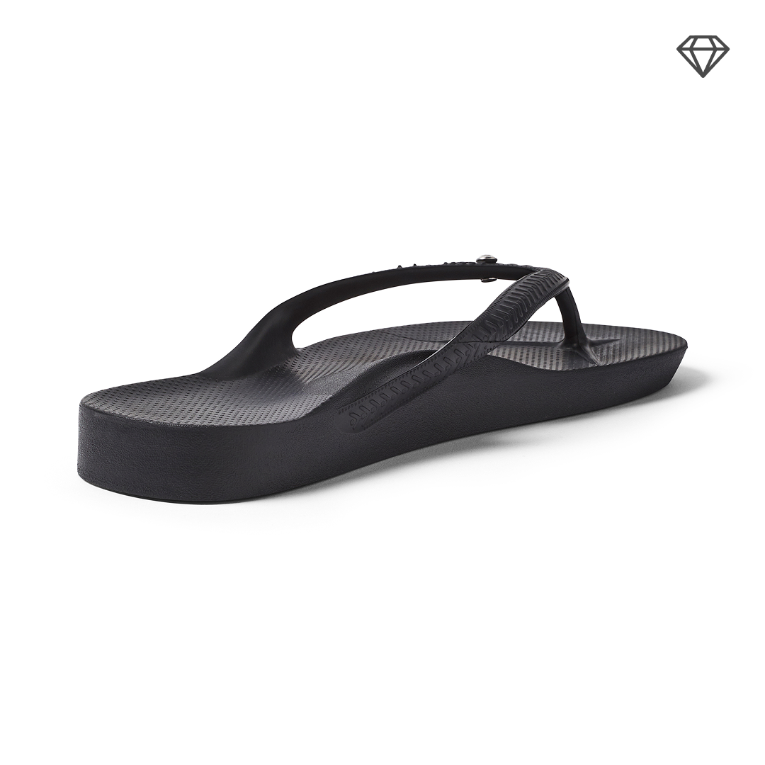 Arch Support Flip Flops - Classic - Crystal Black - Supportive Casual Sandals