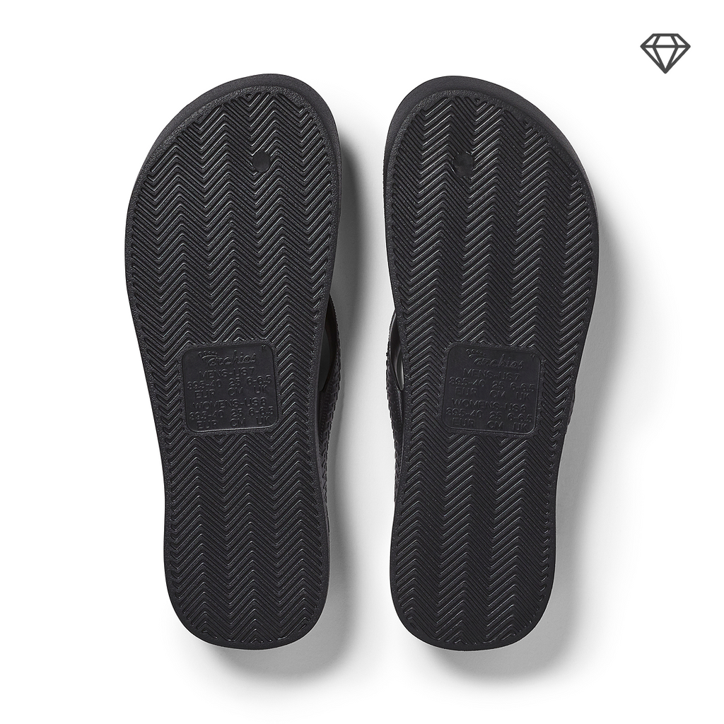 Arch Support Flip Flops - Classic - Crystal Black - Supportive Casual Sandals