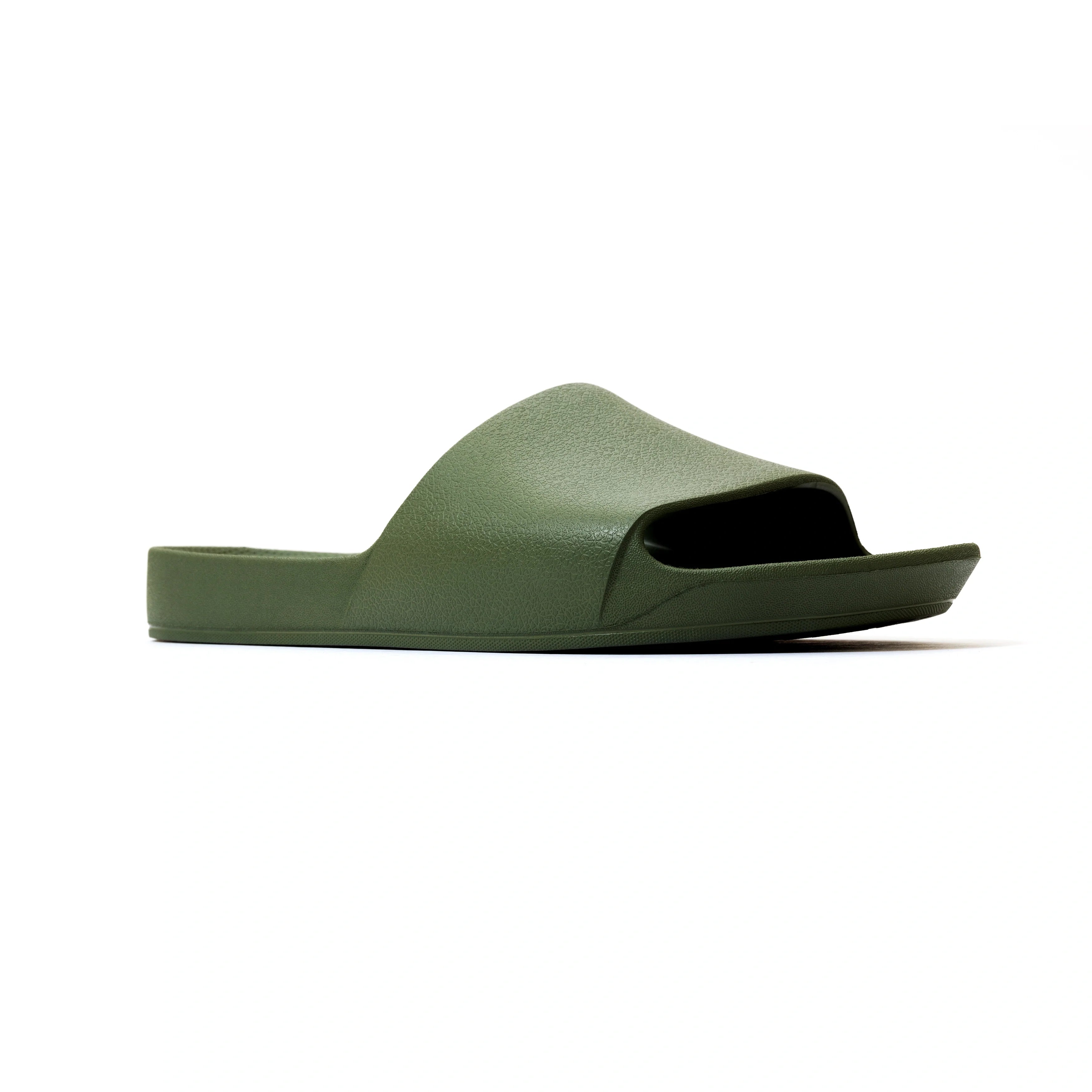 Arch Support Slides - Classic - Olive - Clean Look Travel Sandals