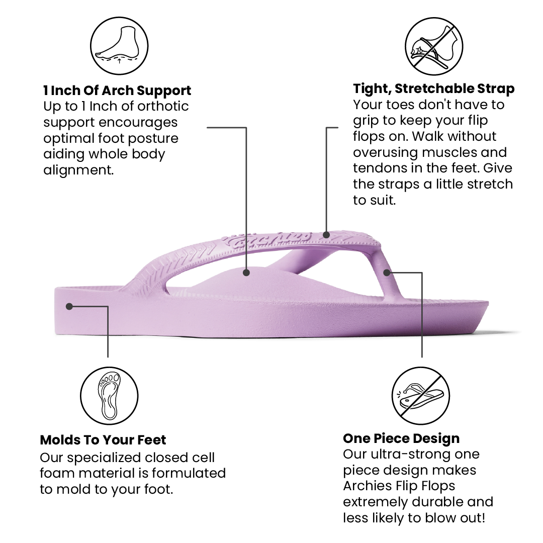 Arch Support Flip Flops - Classic - Lilac - Everyday Arch Support Sandals