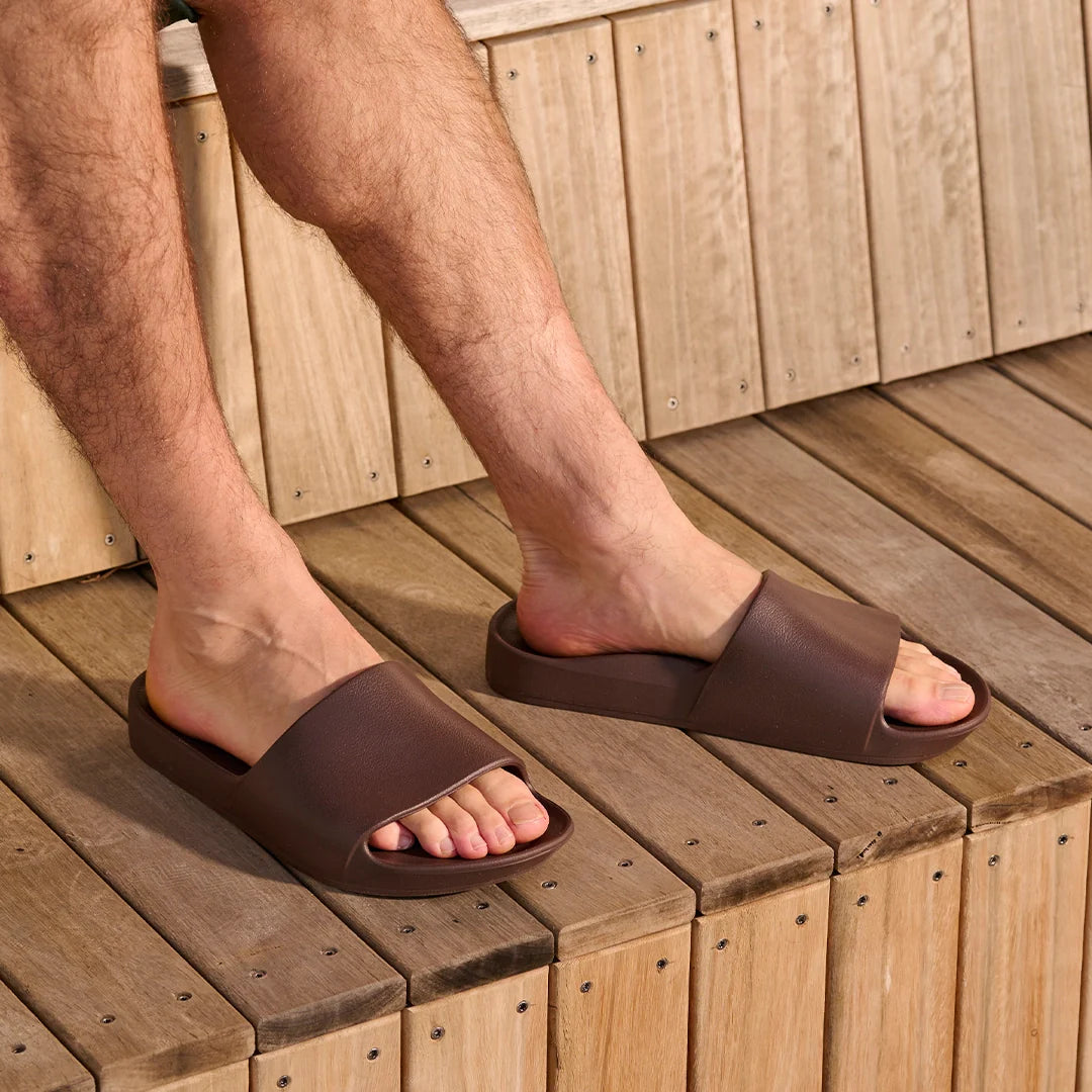 Arch Support Slides - Classic - Brown - Fresh Slip On Sandals