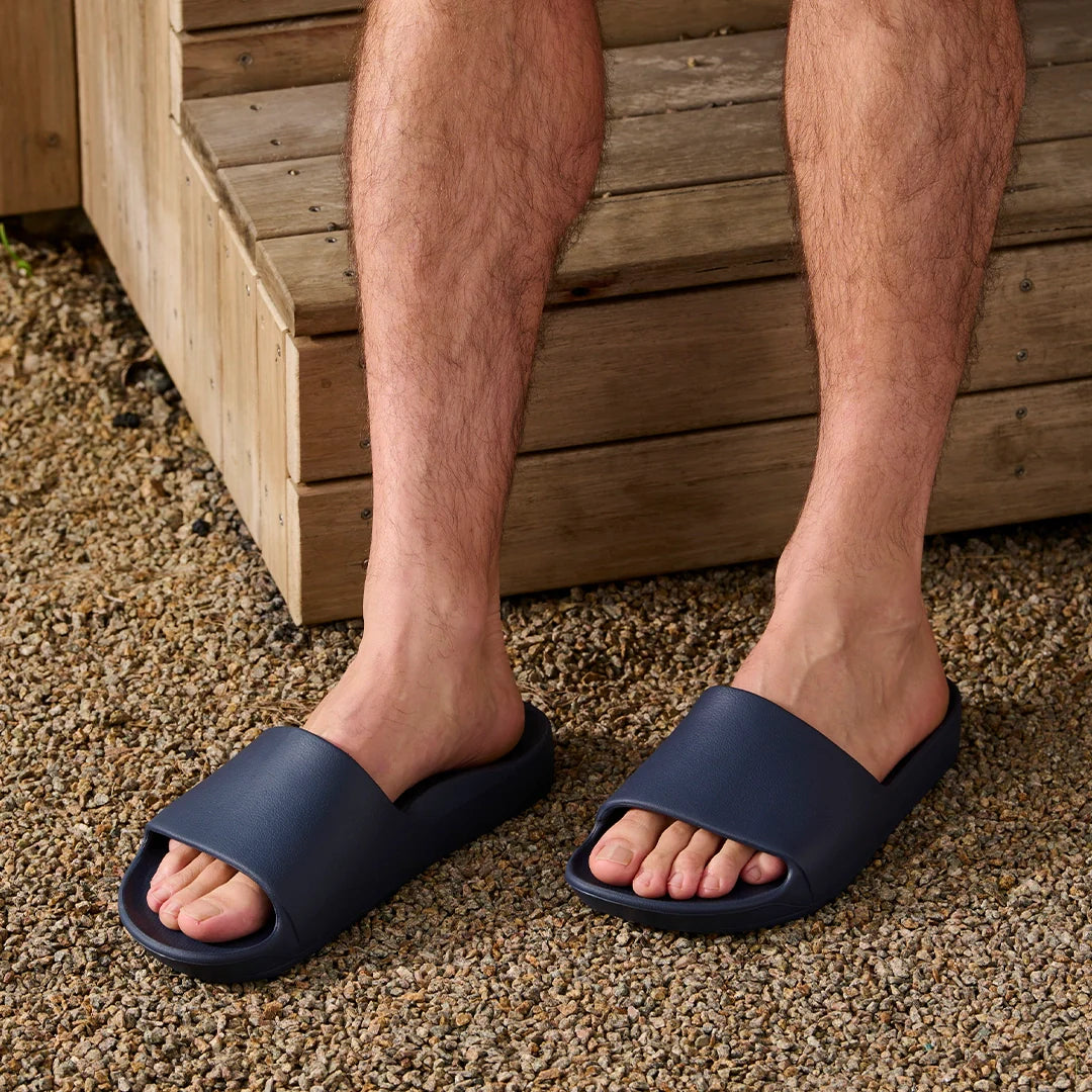 Arch Support Slides - Classic - Navy - Smooth Step Soft Strap Sandals