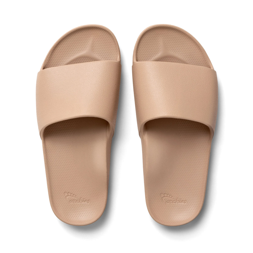 Arch Support Slides - Classic - Tan - Pool Ready Travel Sandals