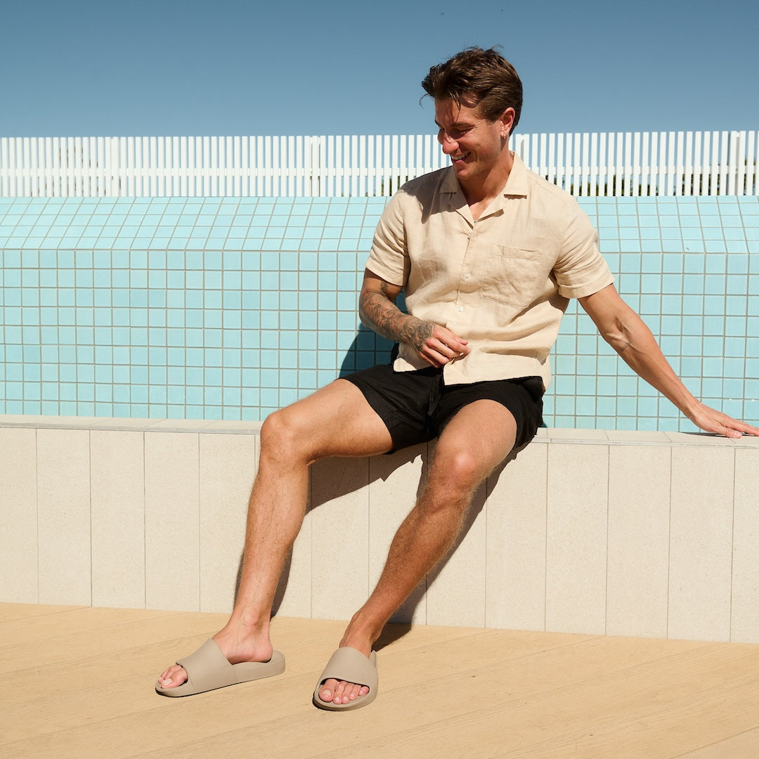 Arch Support Slides - Classic - Taupe - Classic Soft Strap Sandals