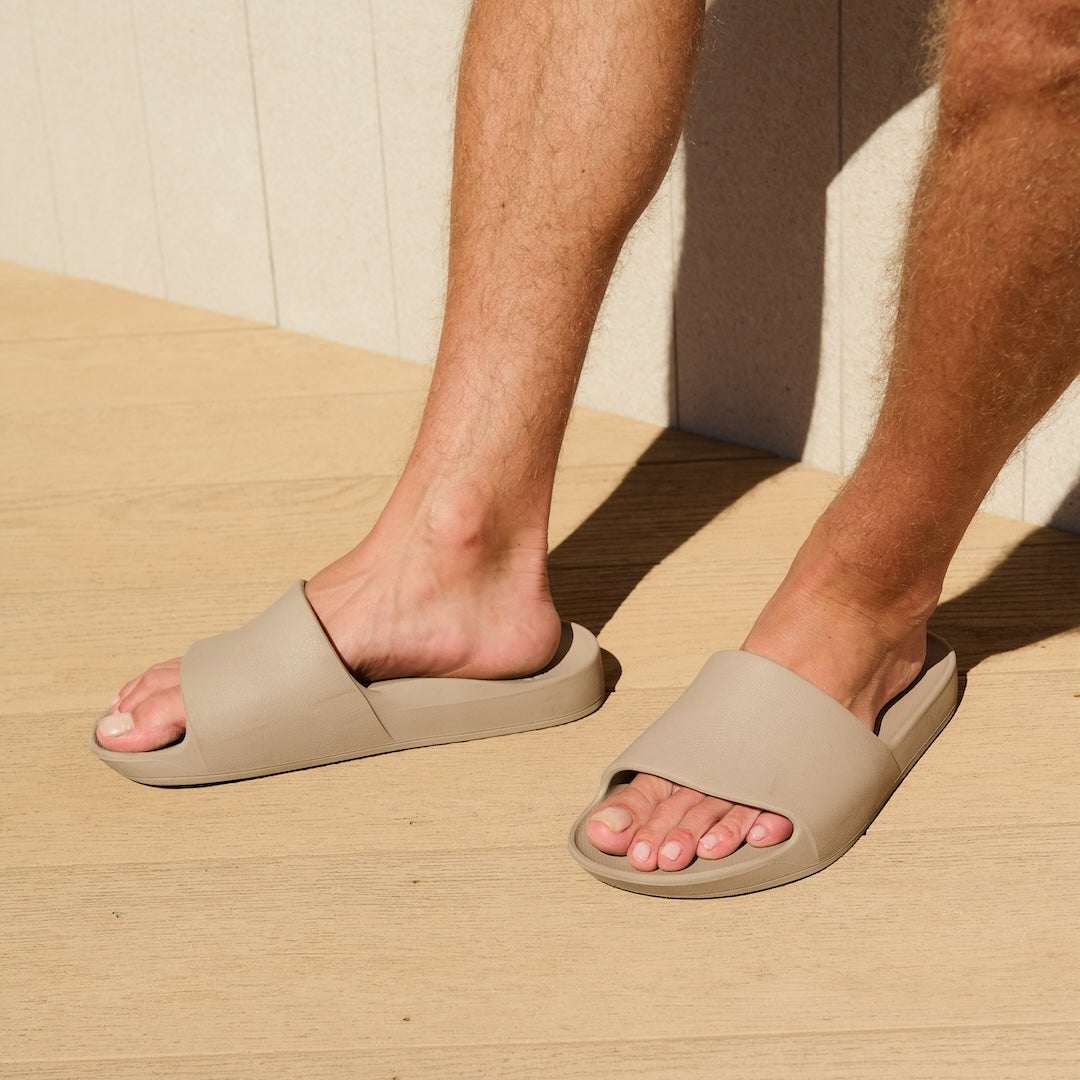 Arch Support Slides - Classic - Taupe - Classic Soft Strap Sandals