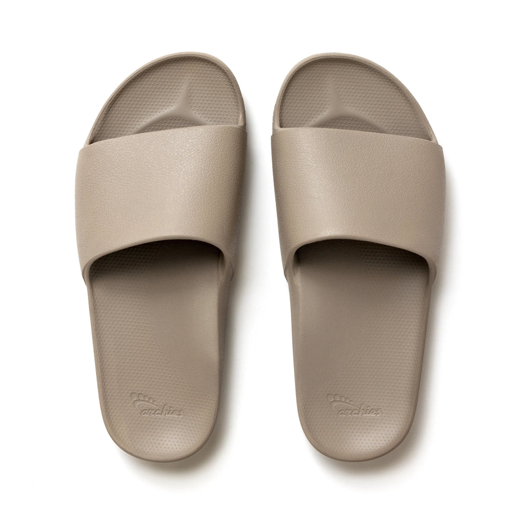 Arch Support Slides - Classic - Taupe - Classic Soft Strap Sandals
