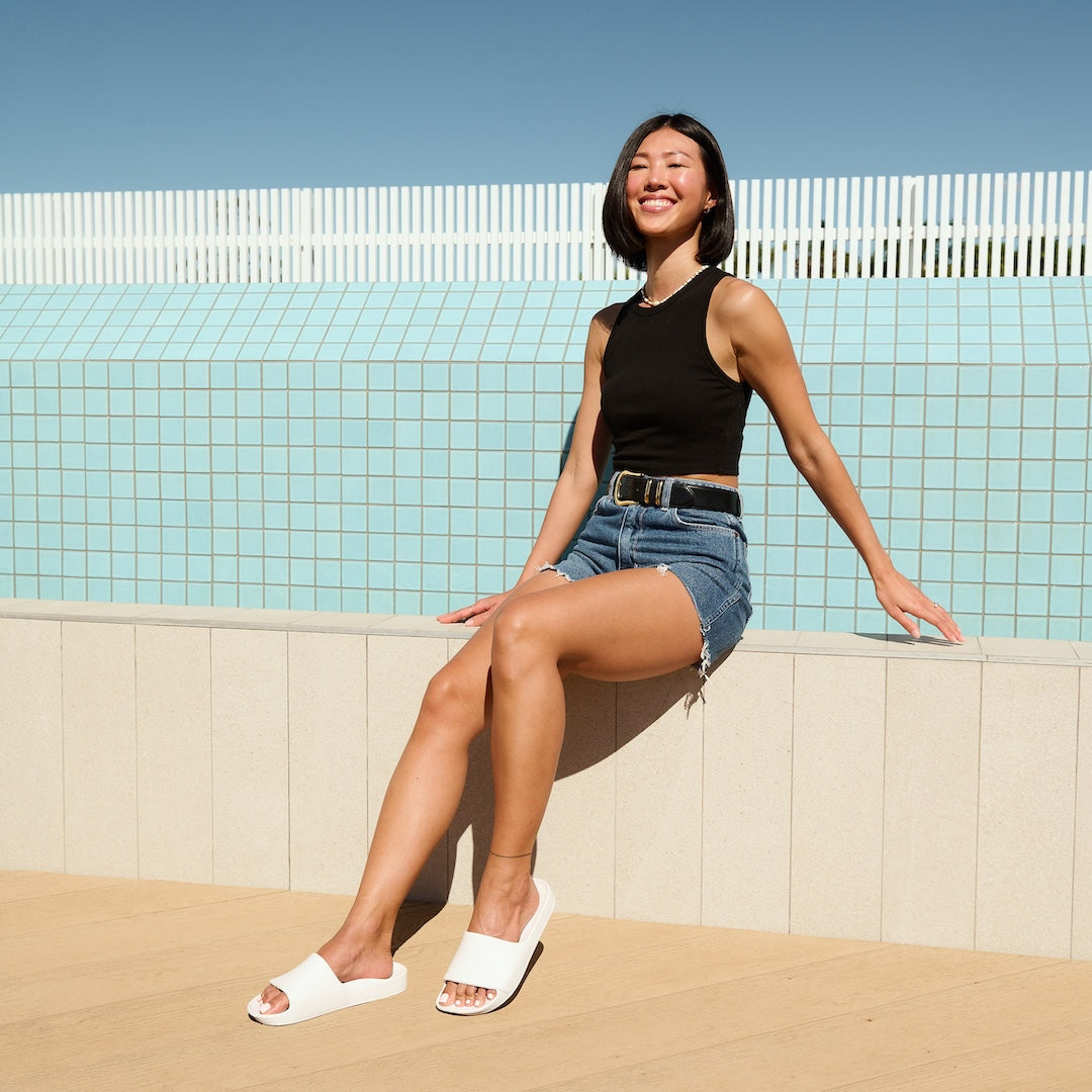 Arch Support Slides - Classic - White - Walk Ready Summer Slides
