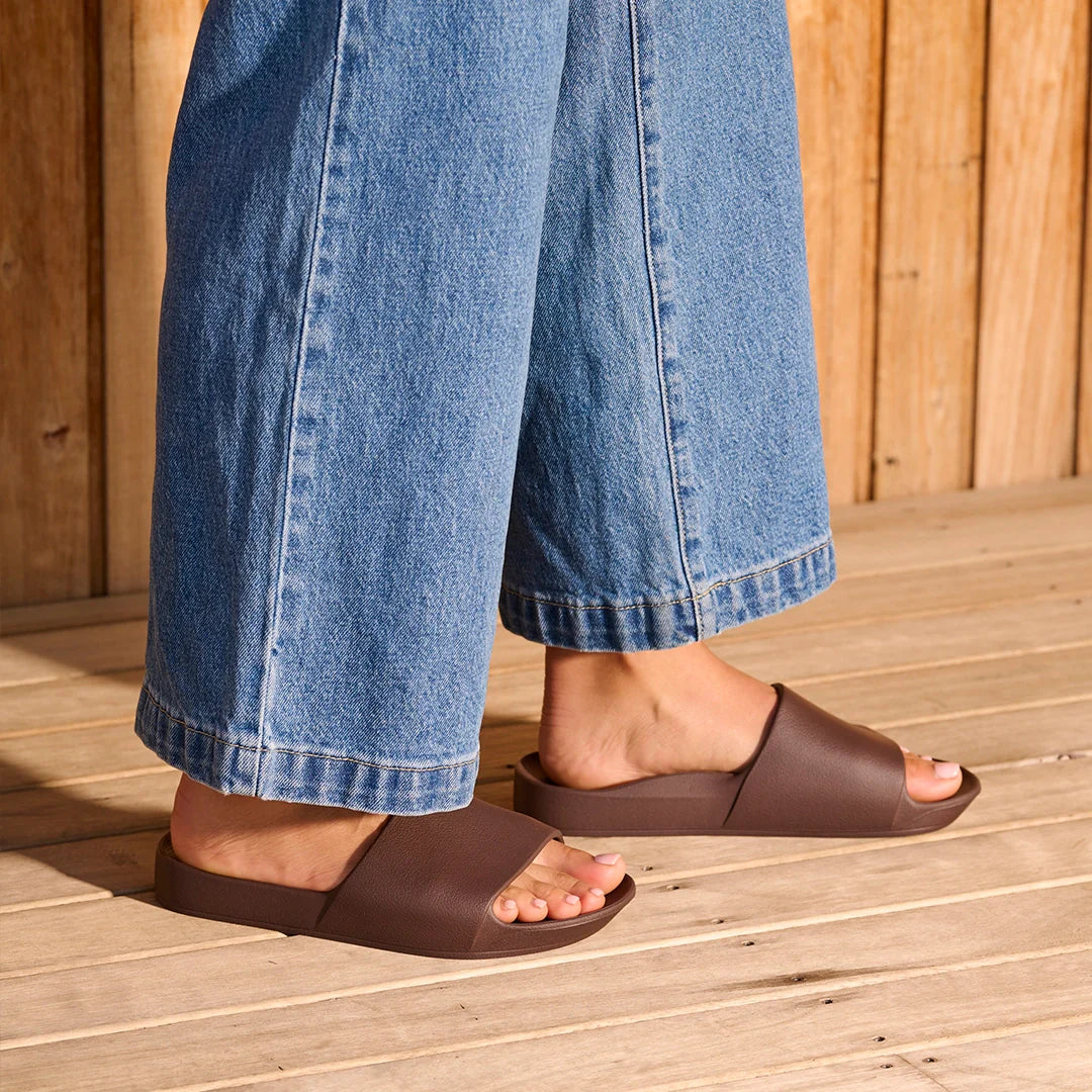 Arch Support Slides - Classic - Brown - Fresh Slip On Sandals
