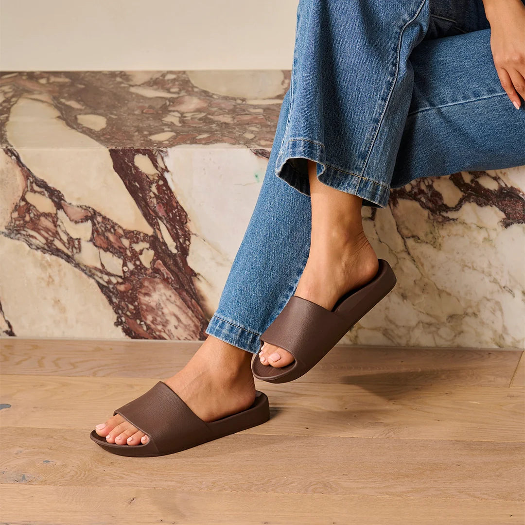 Arch Support Slides - Classic - Brown - Fresh Slip On Sandals