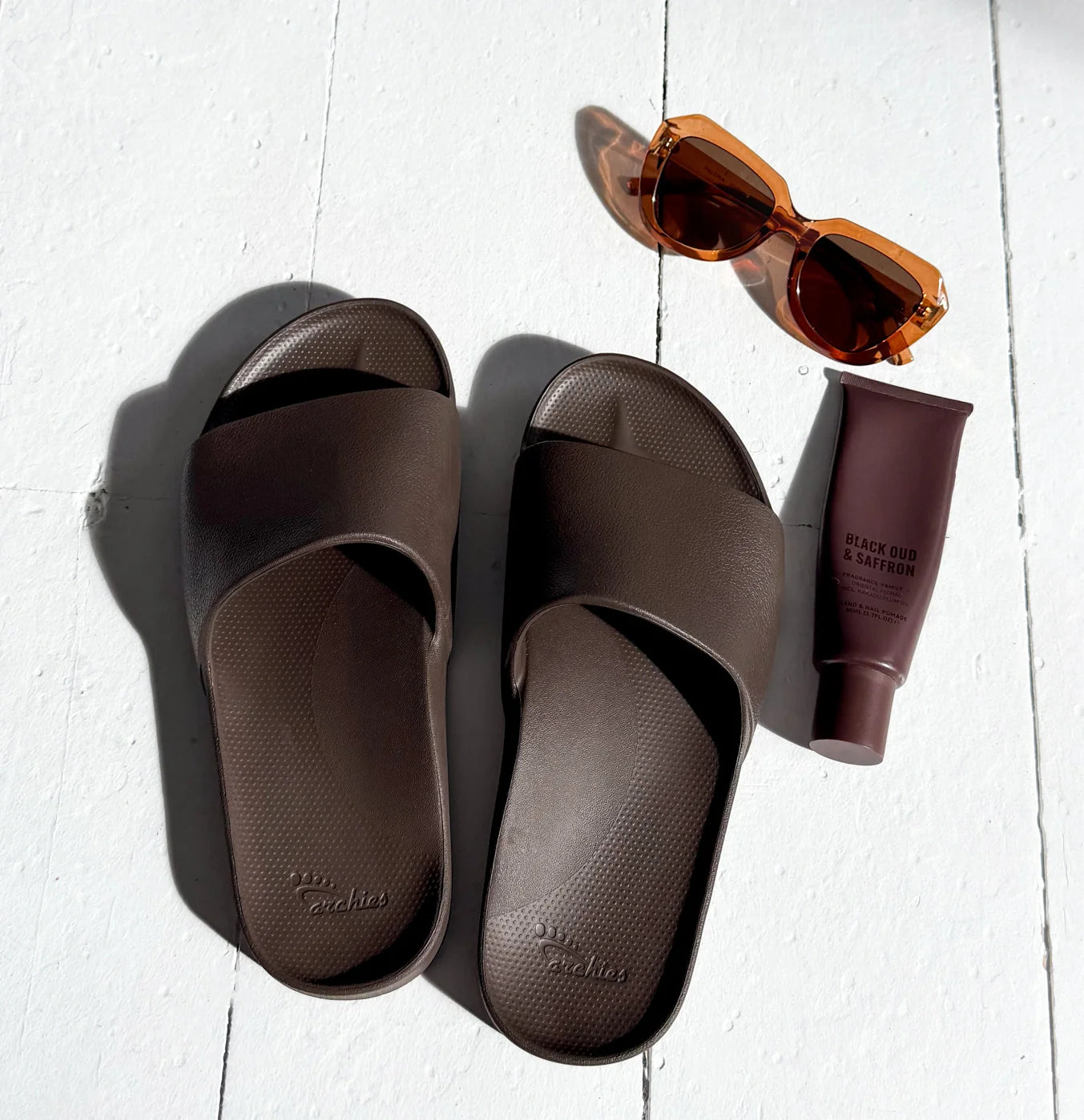 Arch Support Slides - Classic - Brown - Fresh Slip On Sandals