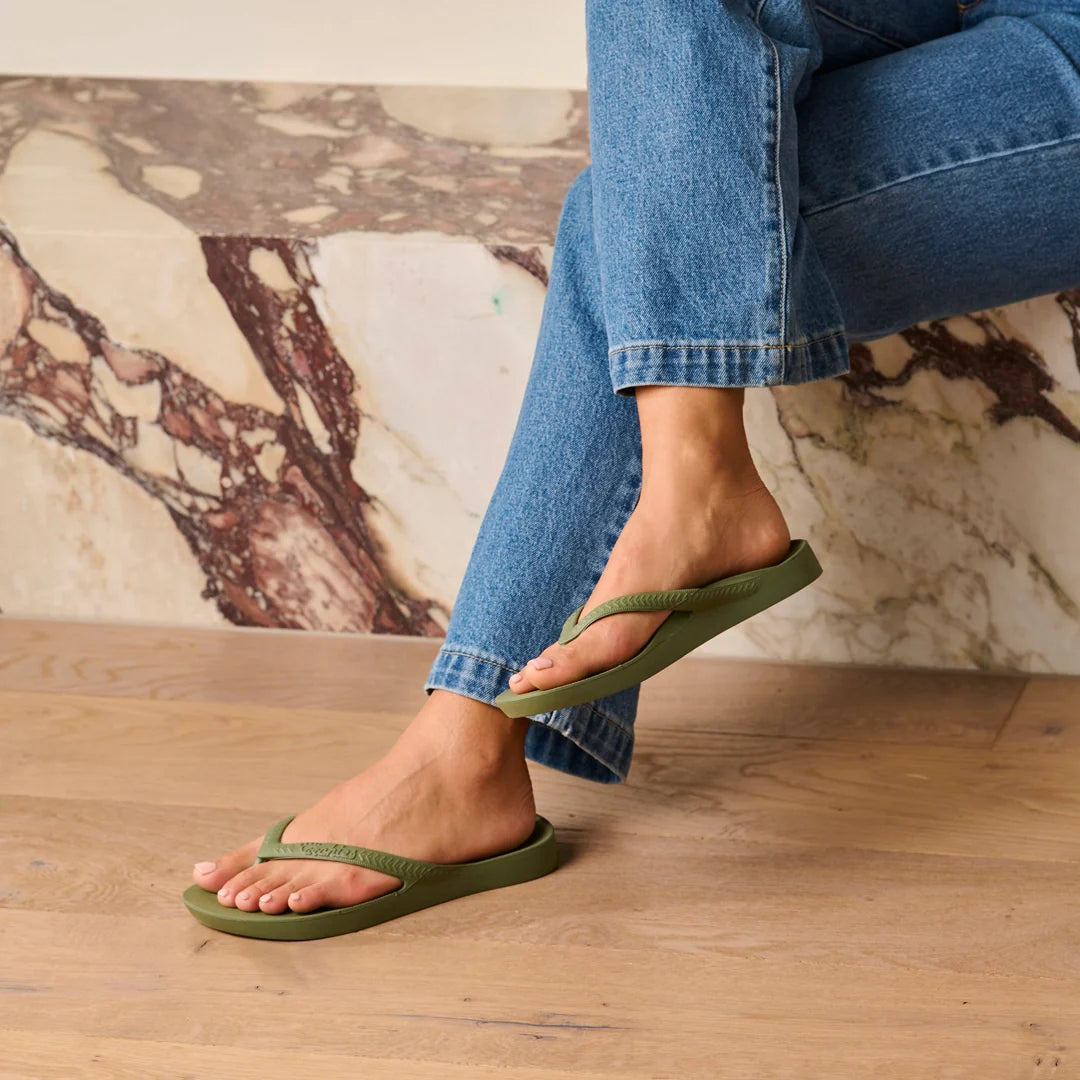 Arch Support Flip Flops - Classic - Olive - Soft Step Casual Sandals