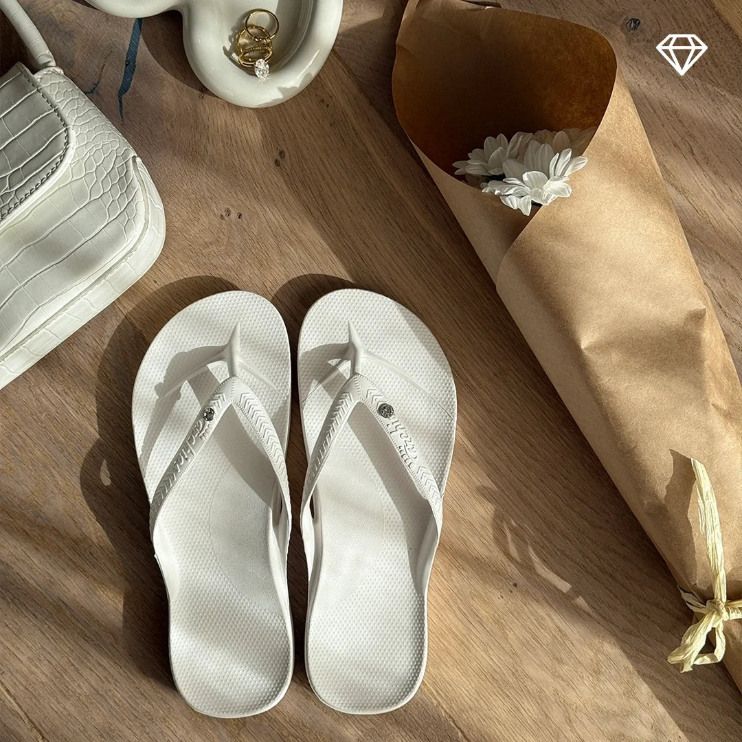 Arch Support Flip Flops - Classic - Crystal White - Pool Ready Beach Sandals