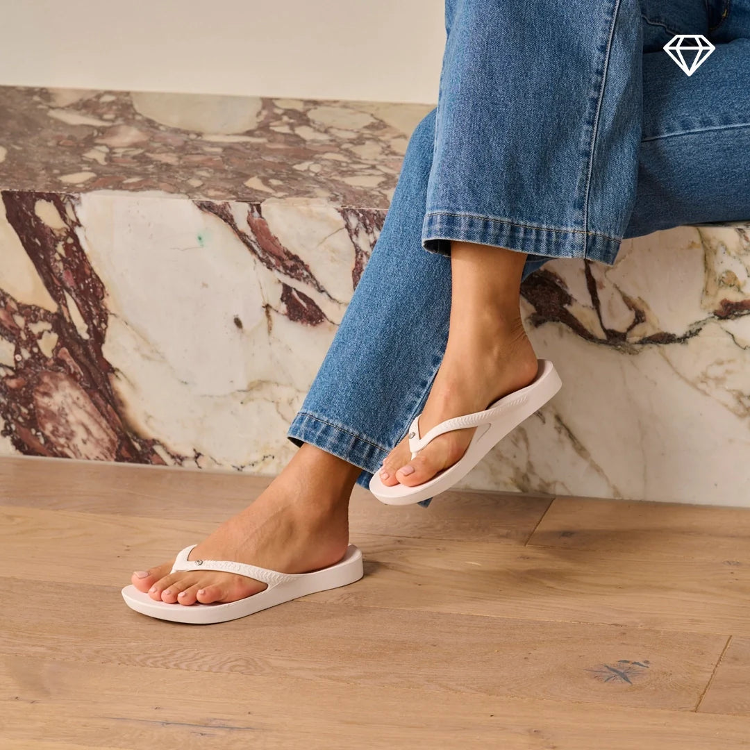 Arch Support Flip Flops - Classic - Crystal White - Pool Ready Beach Sandals